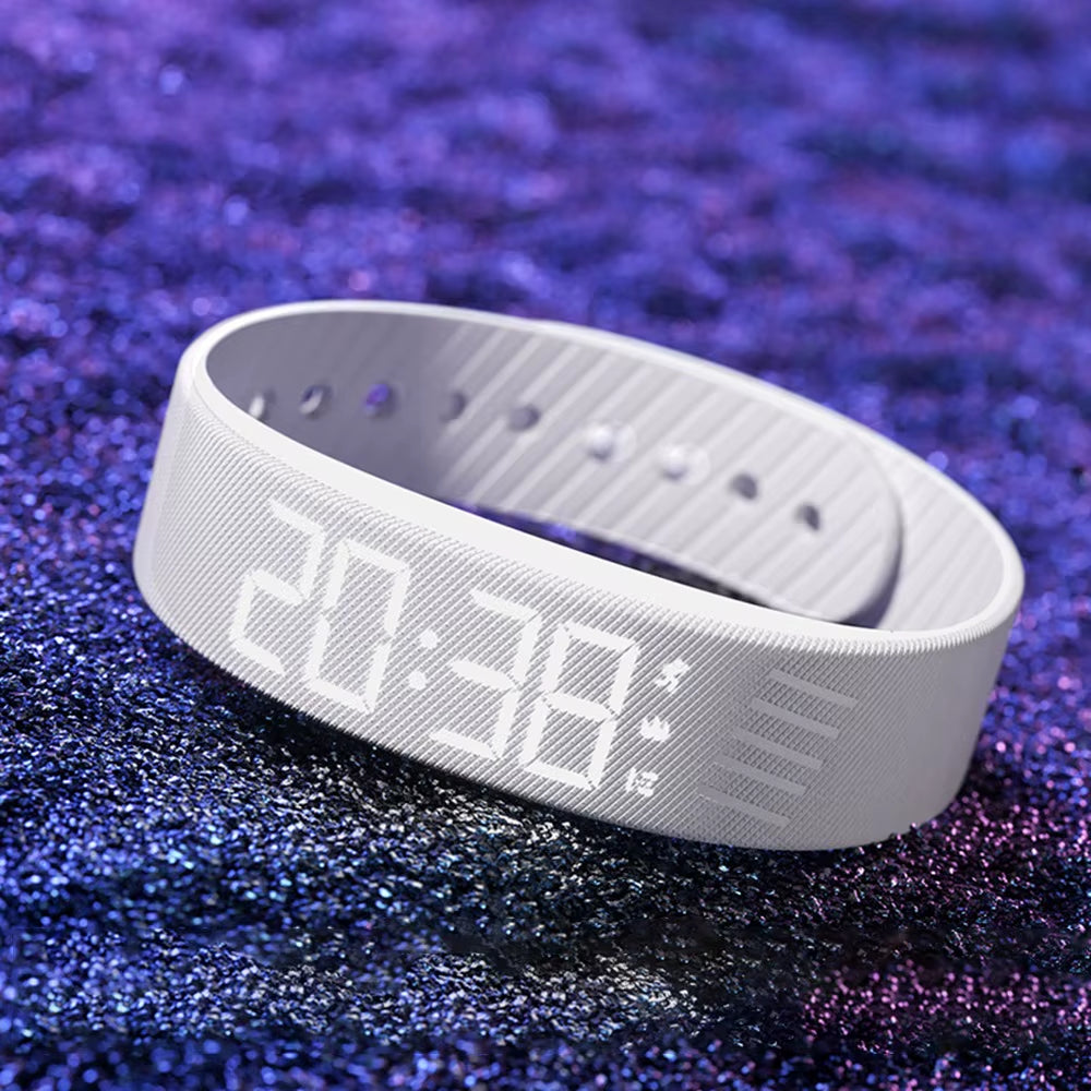 LED Digital Alarm Clock Watch Adjustable Snooze-Proof Alarm Bracelet Waterproof with Running Pedometer Fitness Wristbands