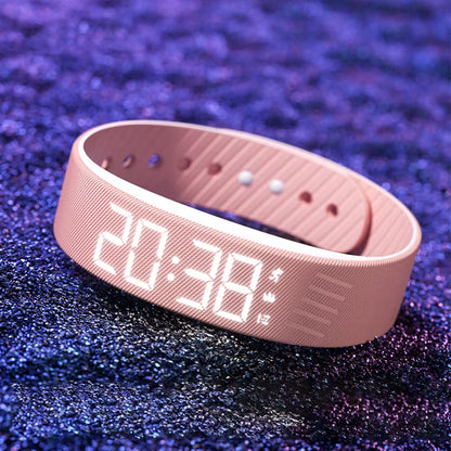 LED Digital Alarm Clock Watch Adjustable Snooze-Proof Alarm Bracelet Waterproof with Running Pedometer Fitness Wristbands