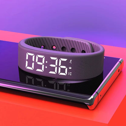 LED Digital Alarm Clock Watch Adjustable Snooze-Proof Alarm Bracelet Waterproof with Running Pedometer Fitness Wristbands