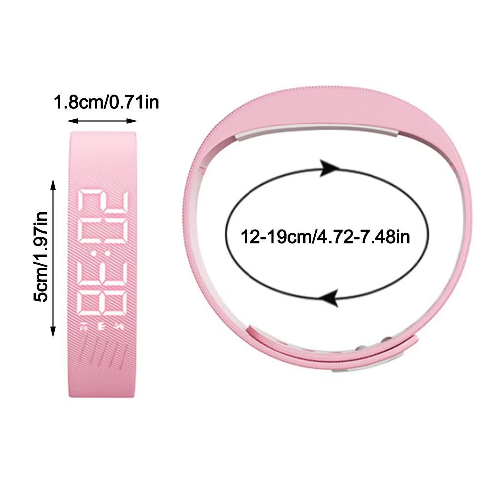 LED Digital Alarm Clock Watch Adjustable Snooze-Proof Alarm Bracelet Waterproof with Running Pedometer Fitness Wristbands