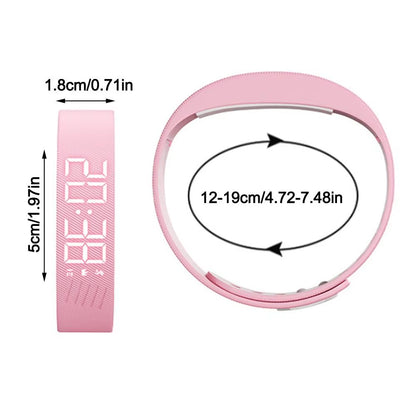 LED Digital Alarm Clock Watch Adjustable Snooze-Proof Alarm Bracelet Waterproof with Running Pedometer Fitness Wristbands